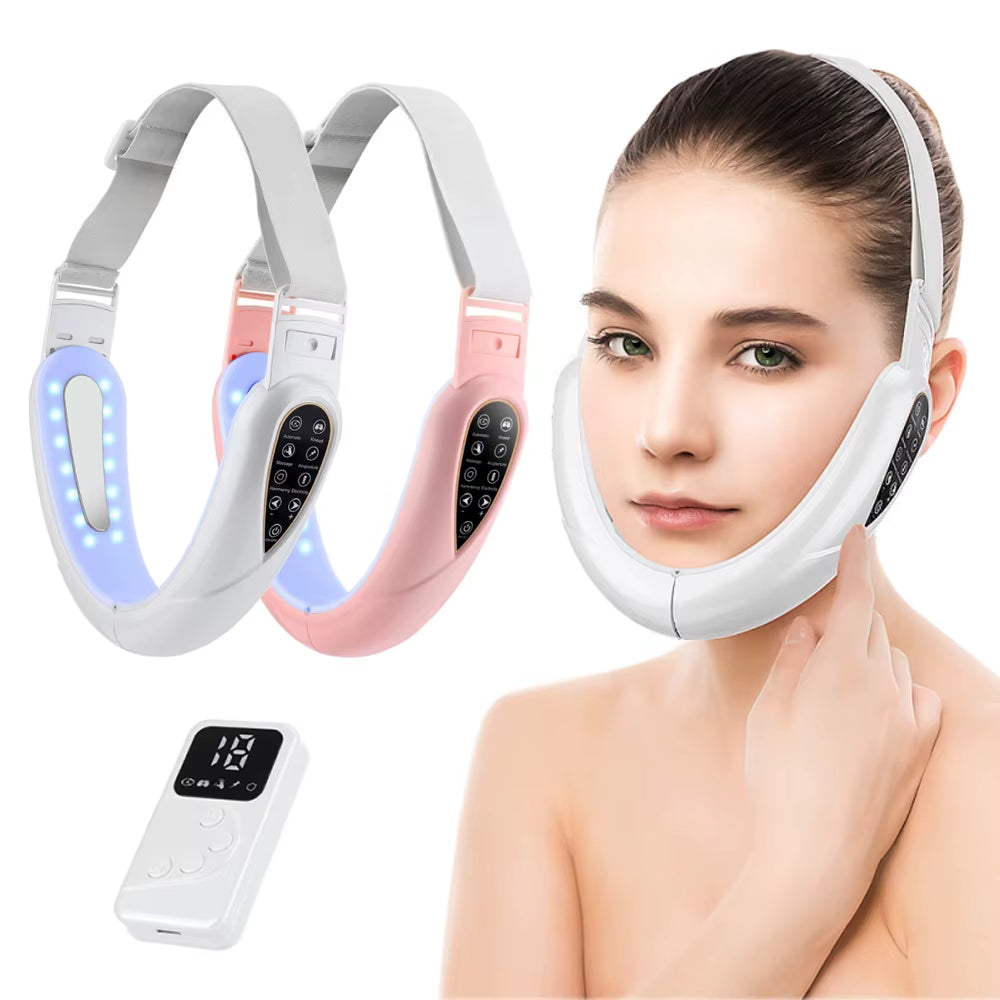 Facial Lifting Device LED Photon Therapy Facial Slimming Vibration Massager Facial Heated Double Chin V Face Vibration Massager